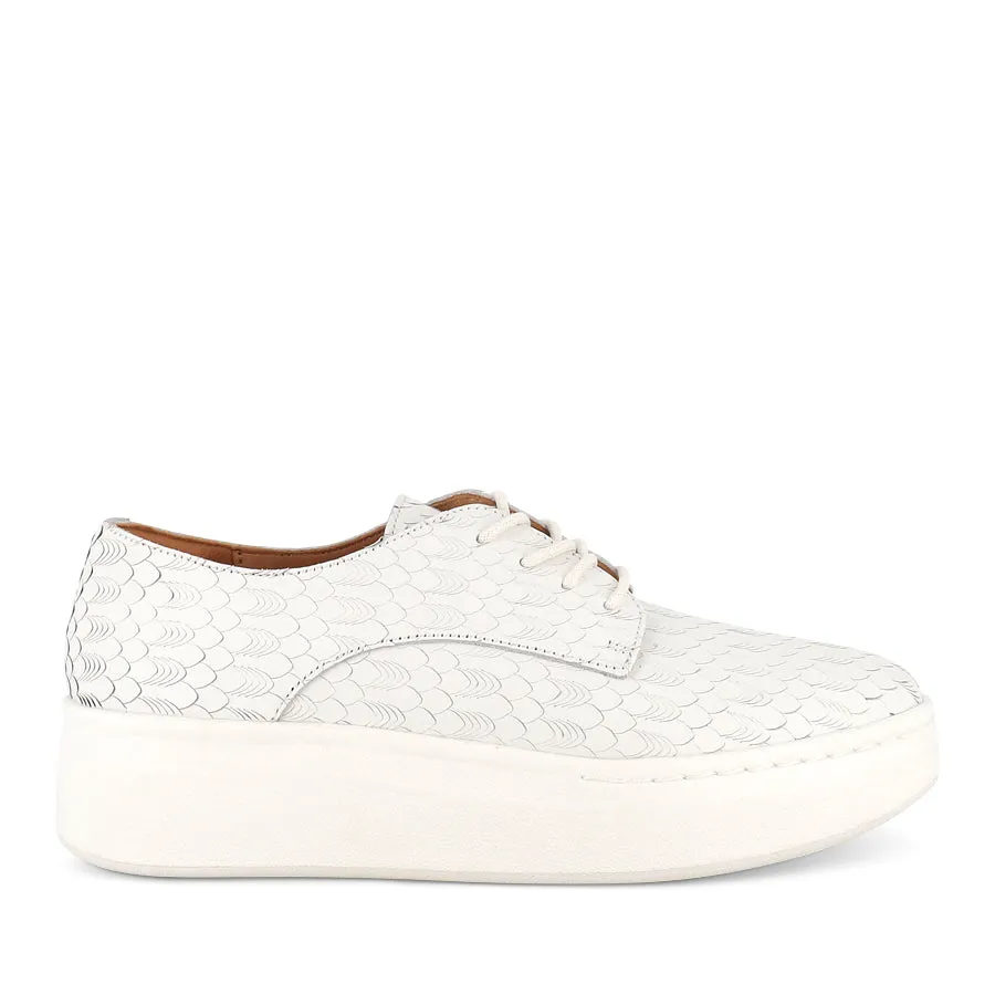 Long   Lasting Quality DERBY CITY LACEUP - WHITE GEO LEATHER