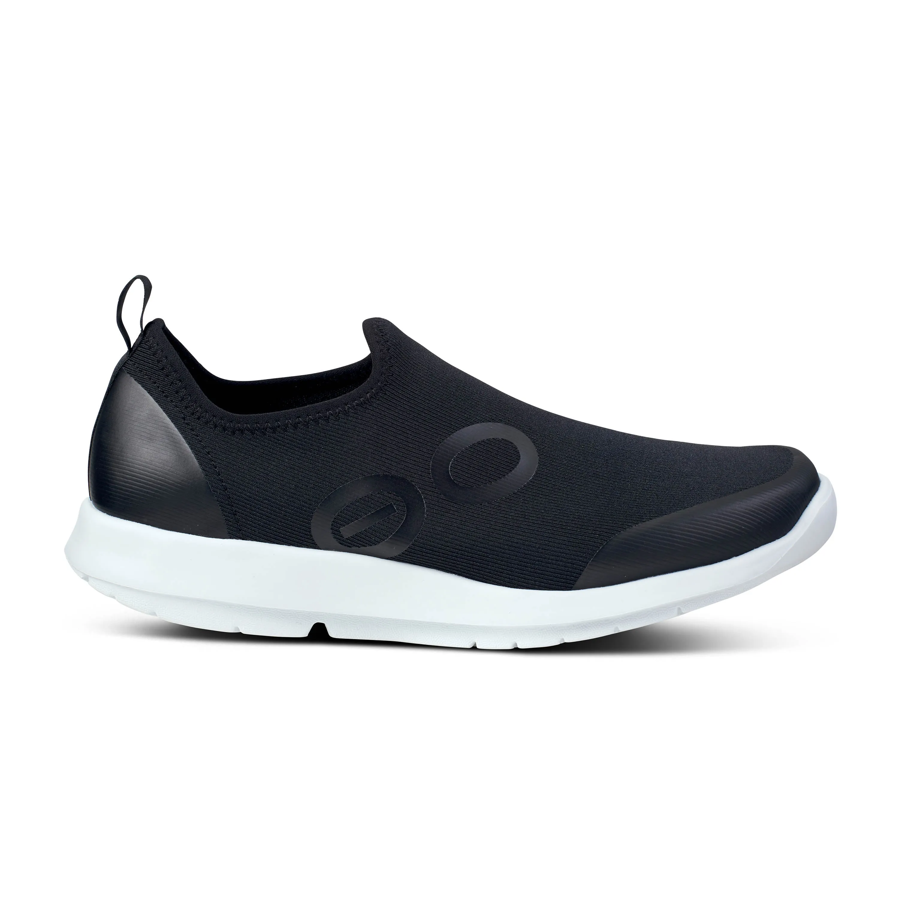 OOFOS OOMG SPORT SHOE - BLACK & WHITE - 5075WHTBLK Firm Lock heel cup