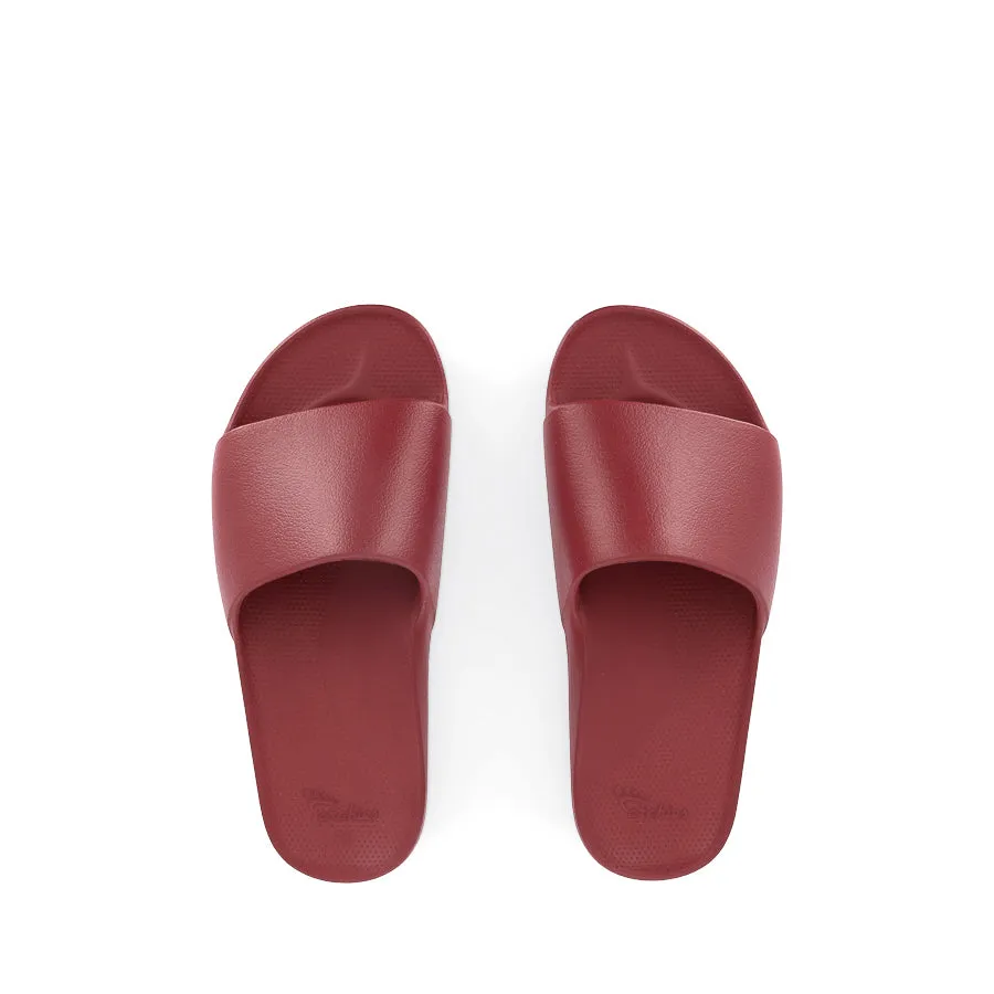 Cushioned Ankle ARCH SUPPORT SLIDES - SANGRIA RED