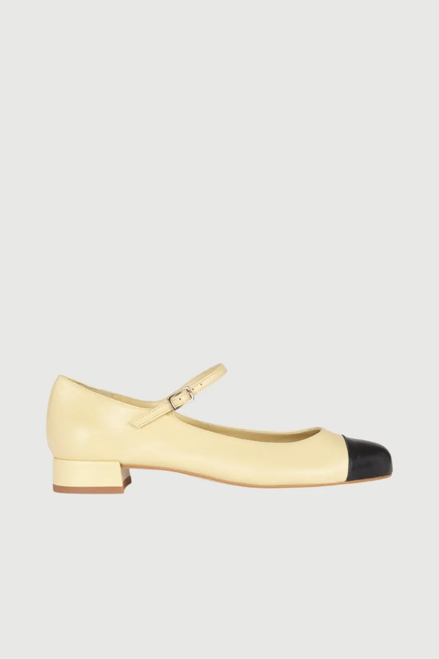 Lola Mary Janes in Beige Leather Detachable