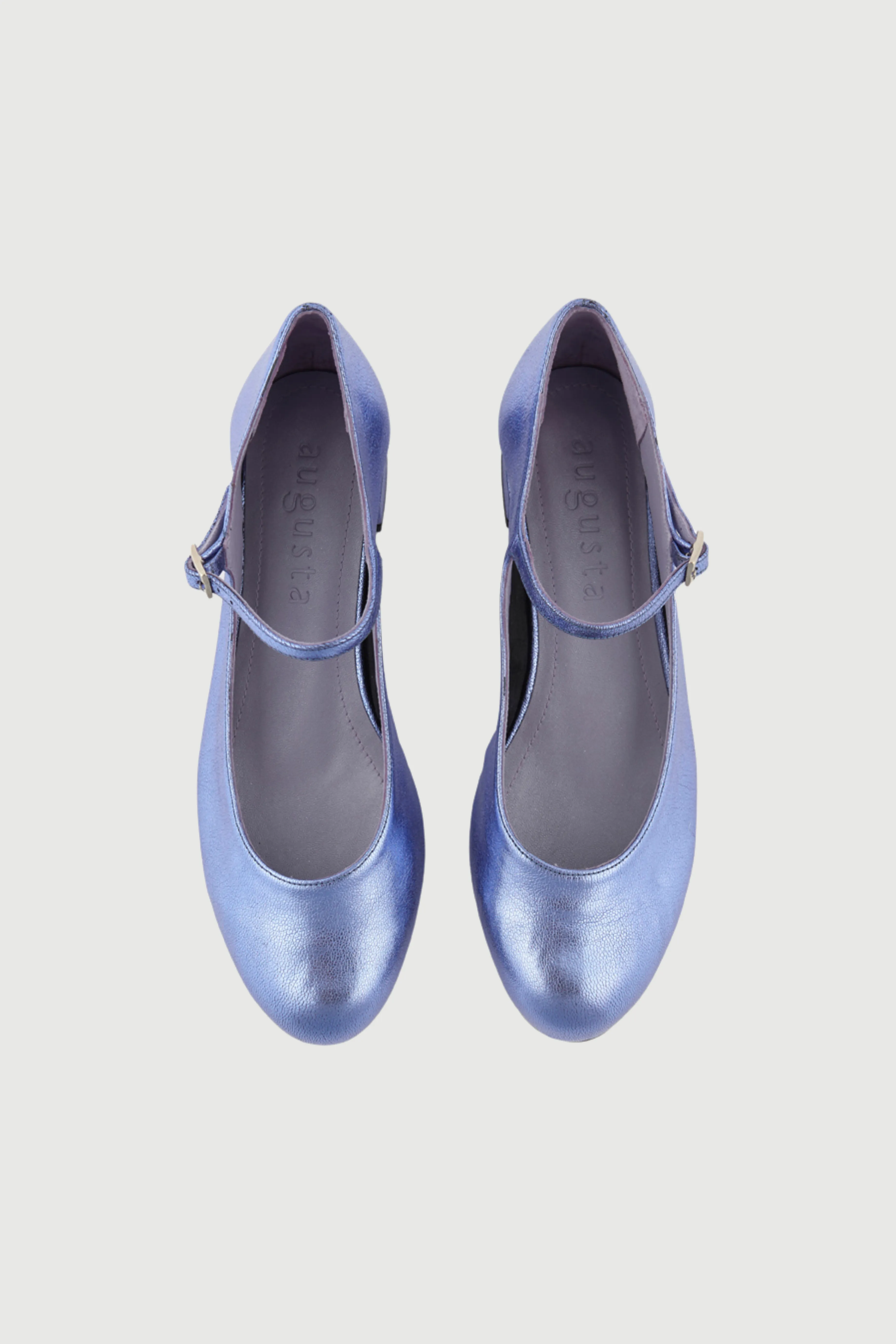 Wrinklefree Anti   Odor Emilia Mary Janes in Blue Metallic Leather
