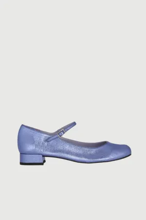 Emilia Mary Janes in Blue Metallic Leather Fine Finish Easycare