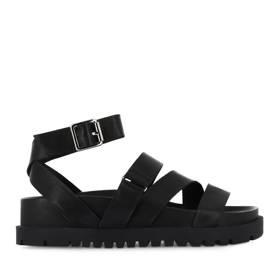 ULMARS - BLACK BLACK LEATHER Fashionable And Functional Wrap Around Strap
