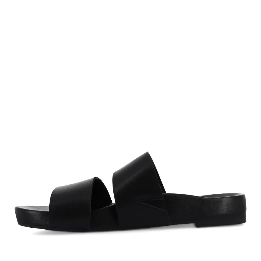 DAISY - BLACK BLACK LEATHER Instant Step Fit Quick Relax Sandals