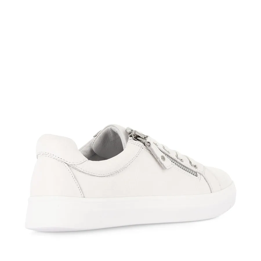 CARA - WHITE LEATHER Elastic Collar