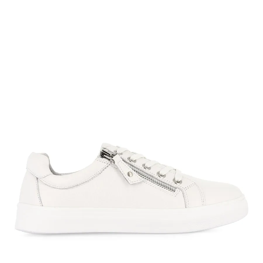 CARA - WHITE LEATHER Comfort Padded Wide Base