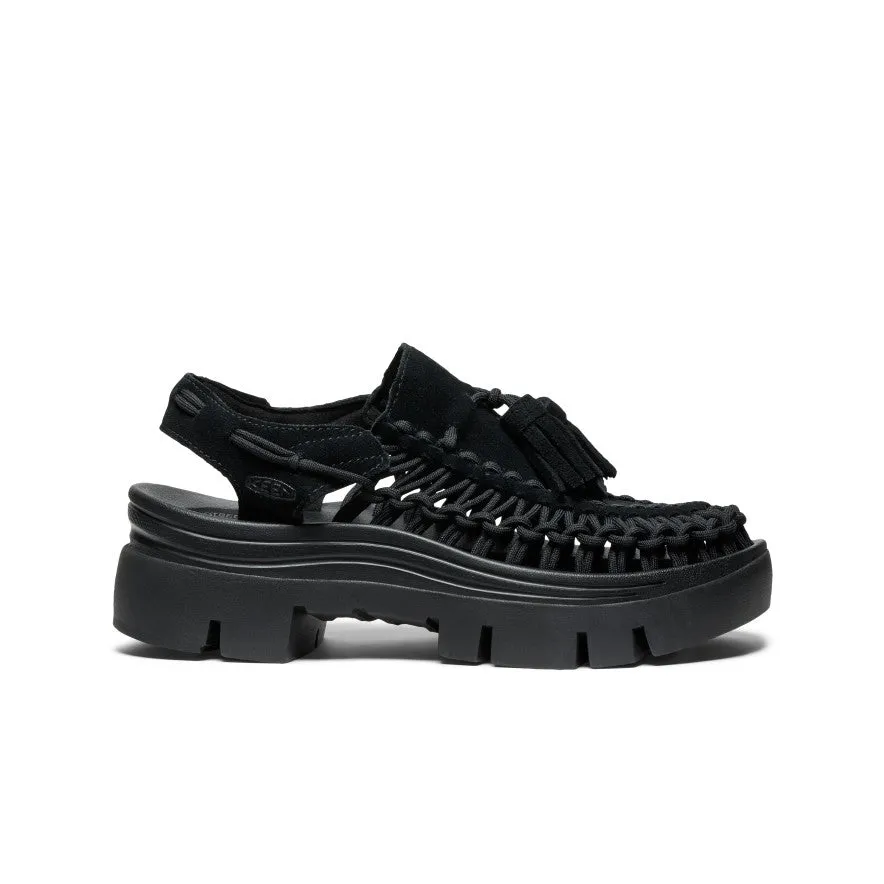 Ultra-soft shock absorption skaters' All Gender UNEEK PLT Tassel Sneaker  |  Black/Black