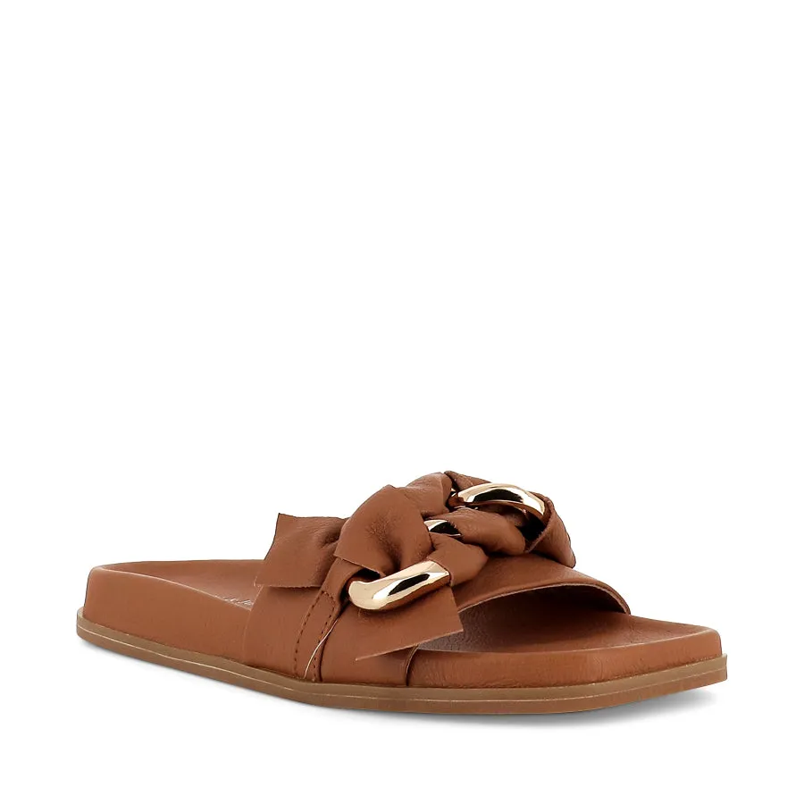 Relaxed Fit Shoes Thong Style DAKARI - DARK TAN LEATHER