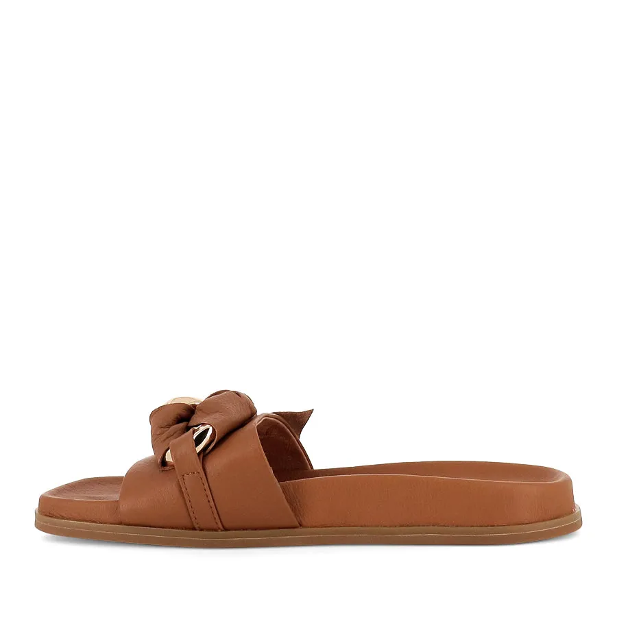 DAKARI - DARK TAN LEATHER Comfortable Design Quick Slide