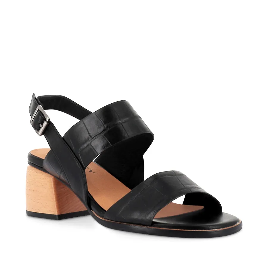 Sea Glow Wide fit POZZIE - BLACK CROC LEATHER