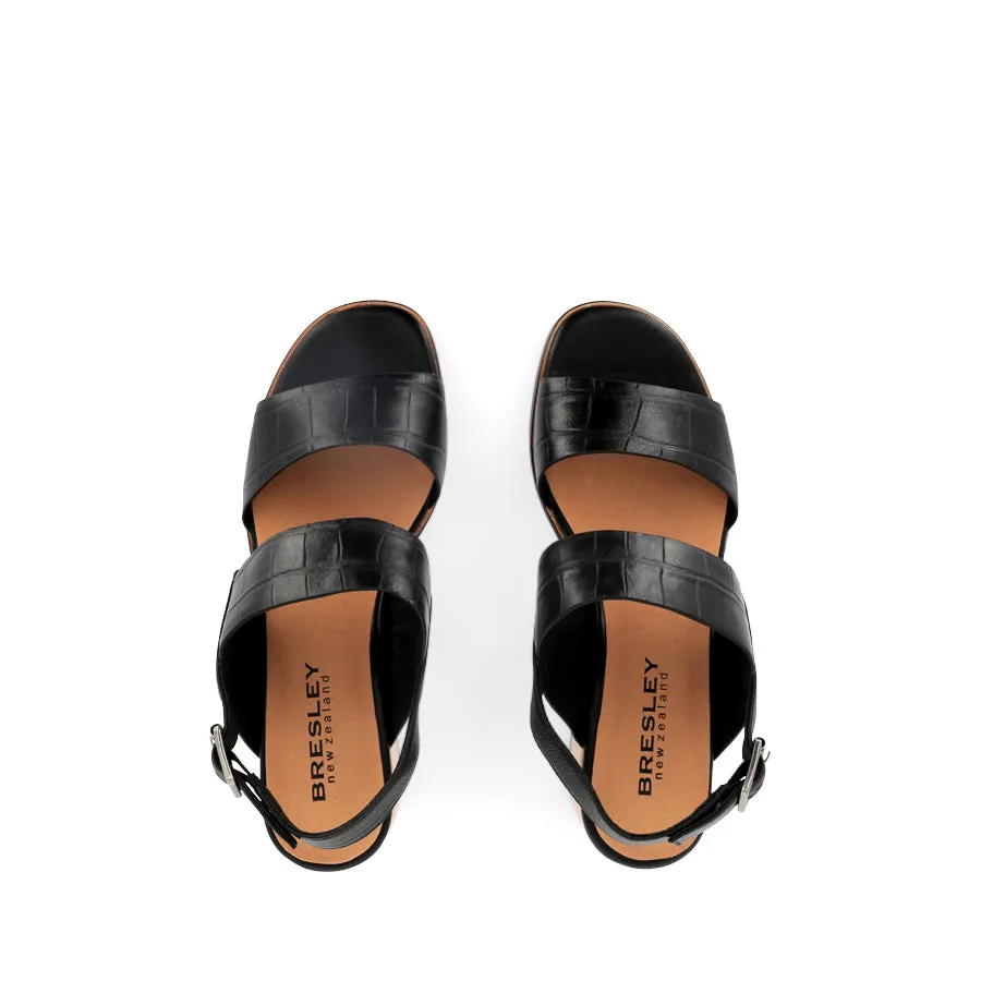 POZZIE - BLACK CROC LEATHER Seamless Comfort