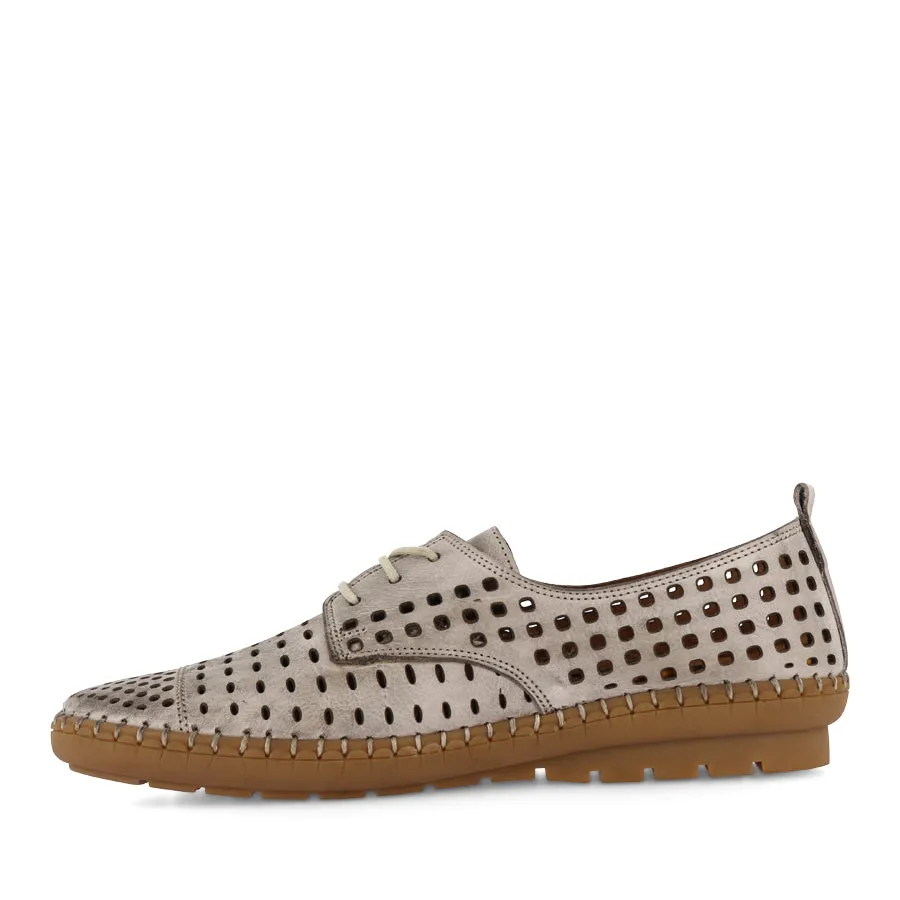 KROON - TAUPE LEATHER Effortless Slip-On Burnished Finish