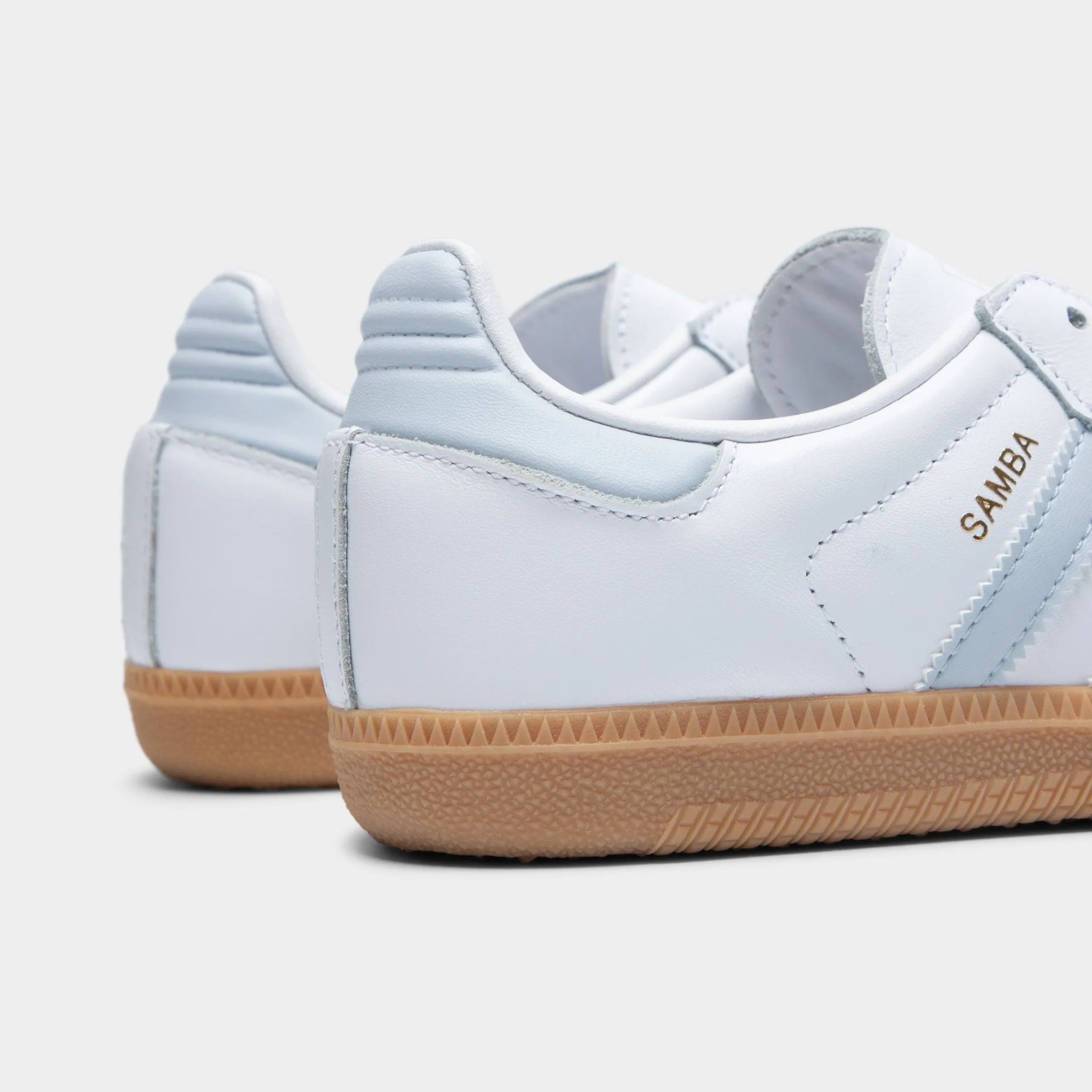 adidas Juniors' Samba OG White / Halo Blue - Gum Rolling Gait Design