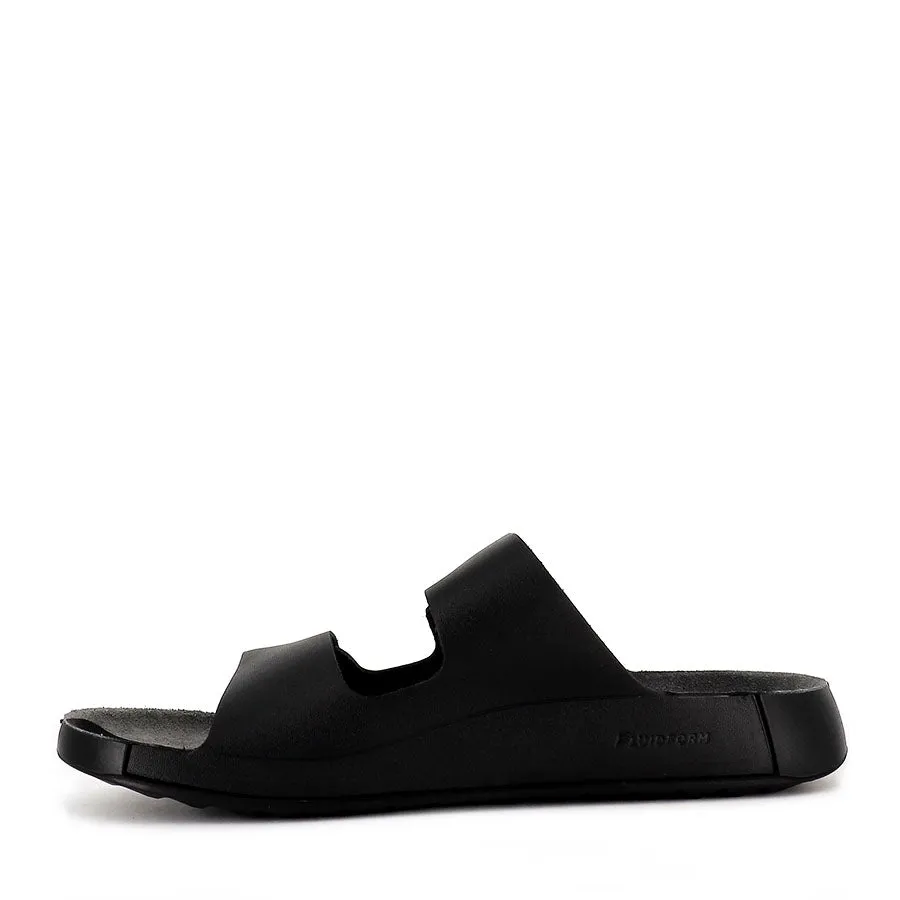 2ND COZMO M - BLACK LEATHER No Buckle Reinforced Stitching