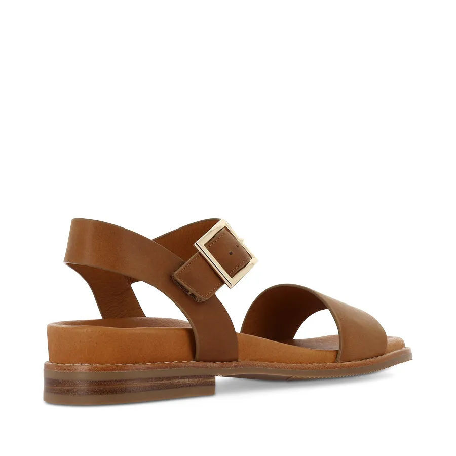 ELISSAY - TAN LEATHER Zebra Stripe Fashionable Beach Footwear