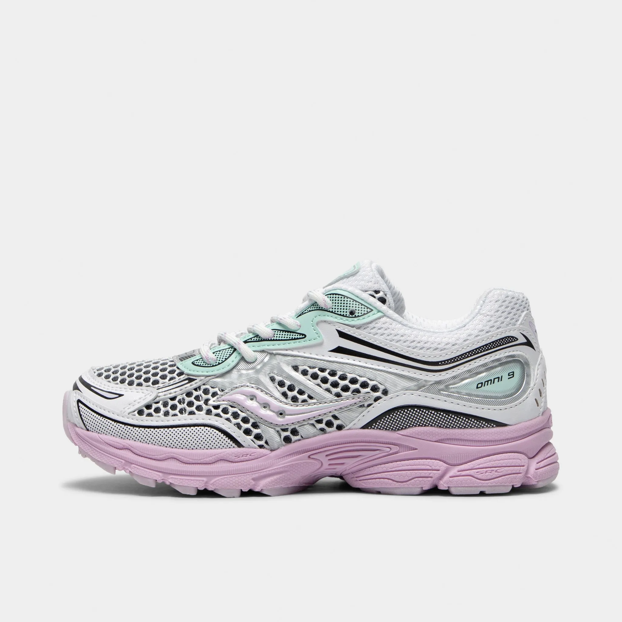 Traction Enhanced Pattern Saucony Juniors' Omni 9 White / Lilac