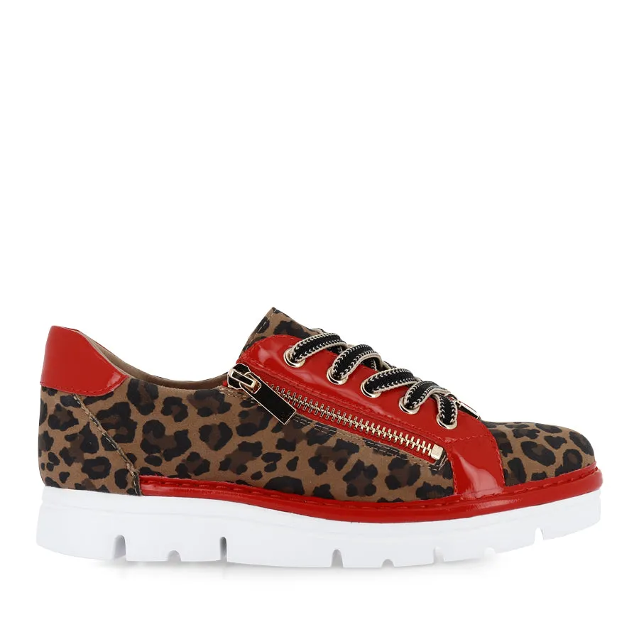 Sleek Option Sneaker Bags ELOS - TAN LEOPARD MULTI RED
