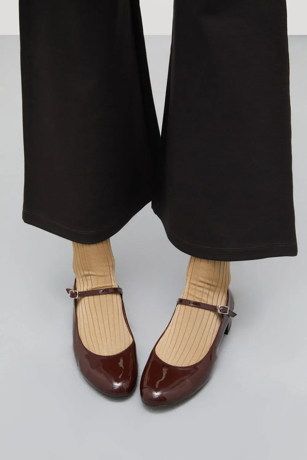 Emilia Mary Janes in Chocolate Patent Leather Shock Absorbing