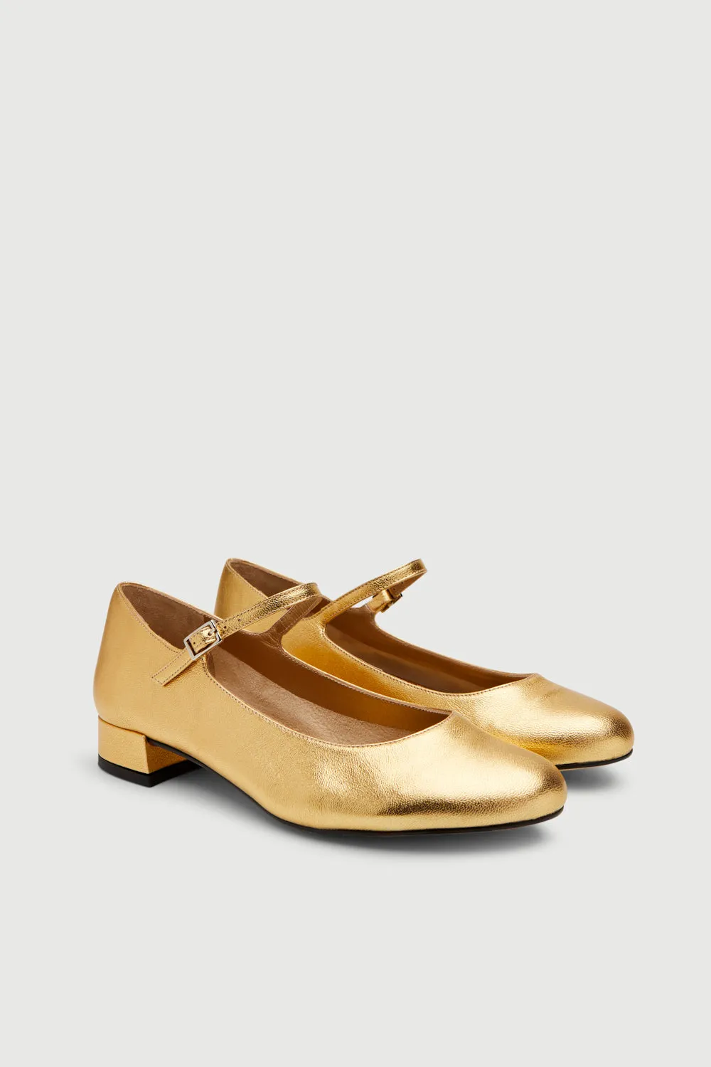 Emilia Mary Janes in Gold Leather Comfort support Innovative