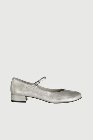 portable Emilia Mary Janes in Silver Leather