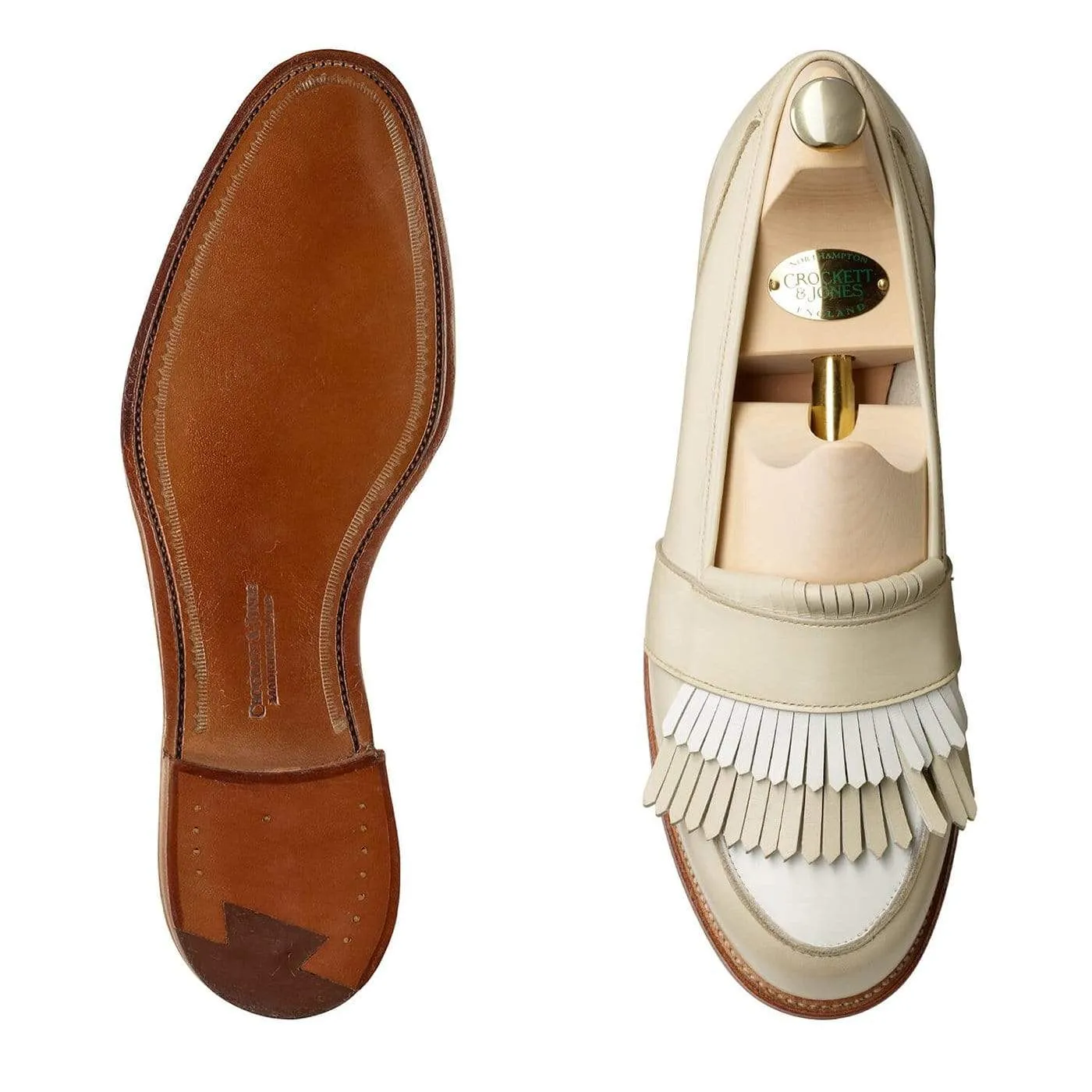 Emma Ivory & White Calf Flexible Padding Shockproof Heel