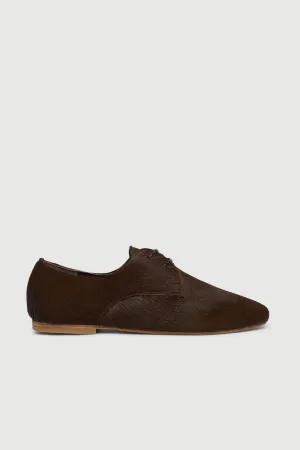 Classic Everyday Wear Emma Oxford Flats in Brown Calf Hair