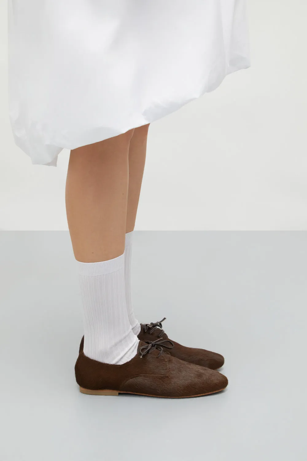 Air Motion Hill Lane Emma Oxford Flats in Brown Calf Hair