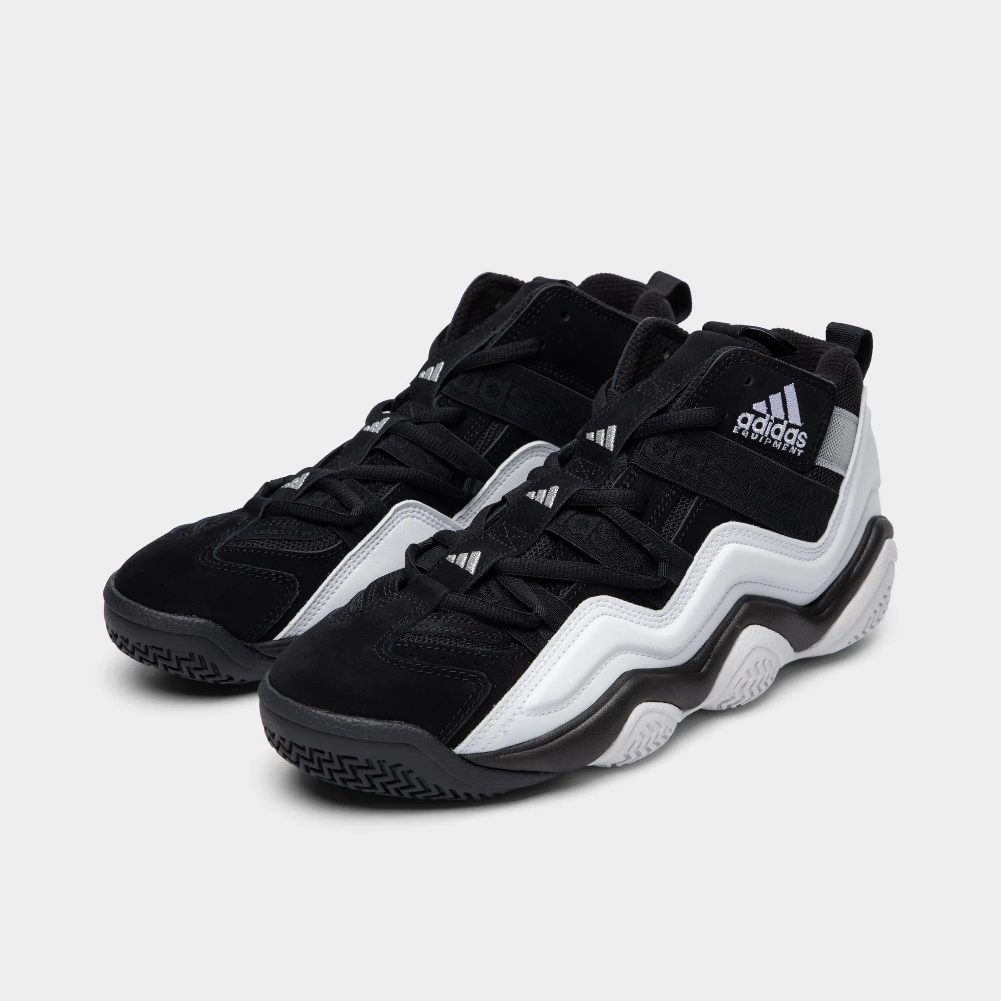 adidas Originals Top Ten 2000 Core Black / Cloud White - Silver Metallic Contoured Heel Cup Reinforced Lace Loops