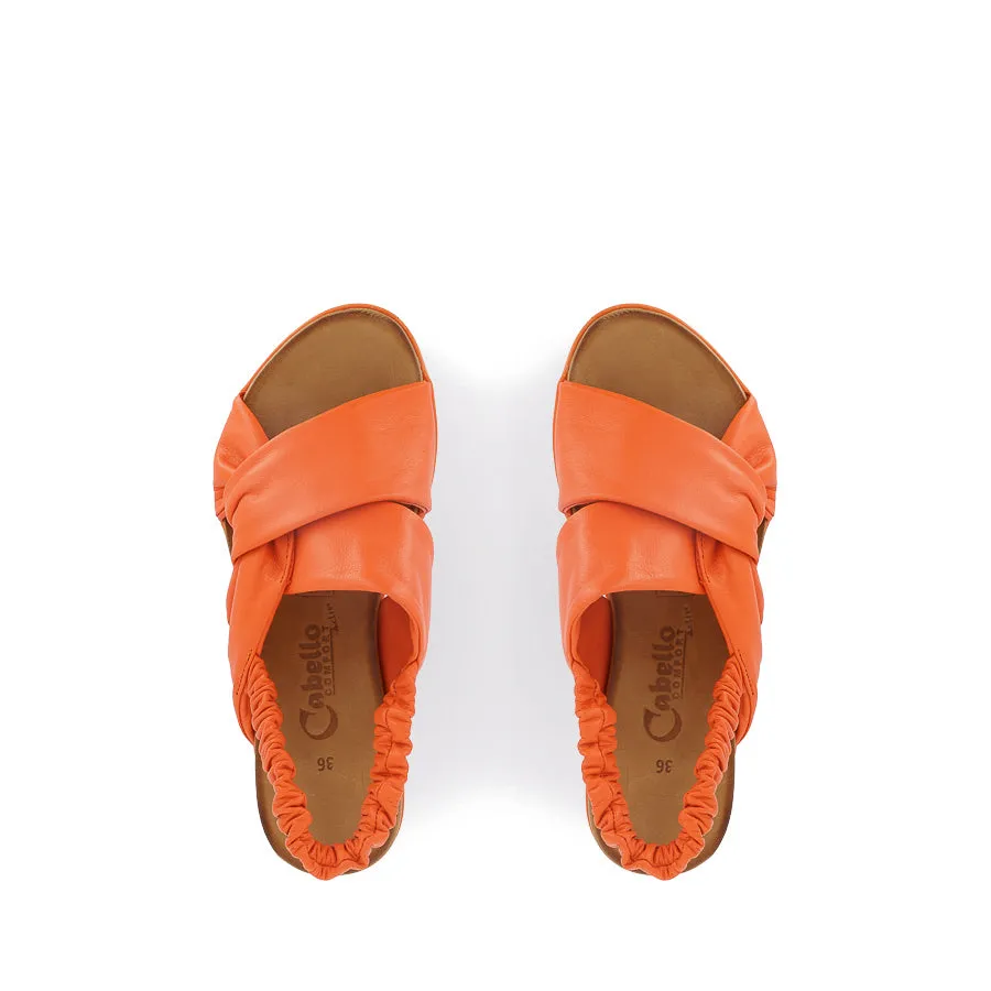 YARA - ORANGE LEATHER Memory foam insole Stylish Walking Shoes