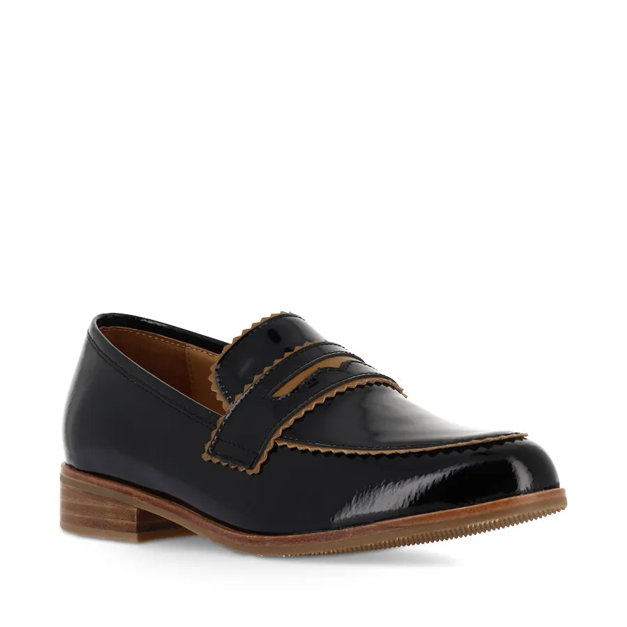 LASTARR - BLACK PATENT TAN LEATHER Durable Fit Fashionable Flats