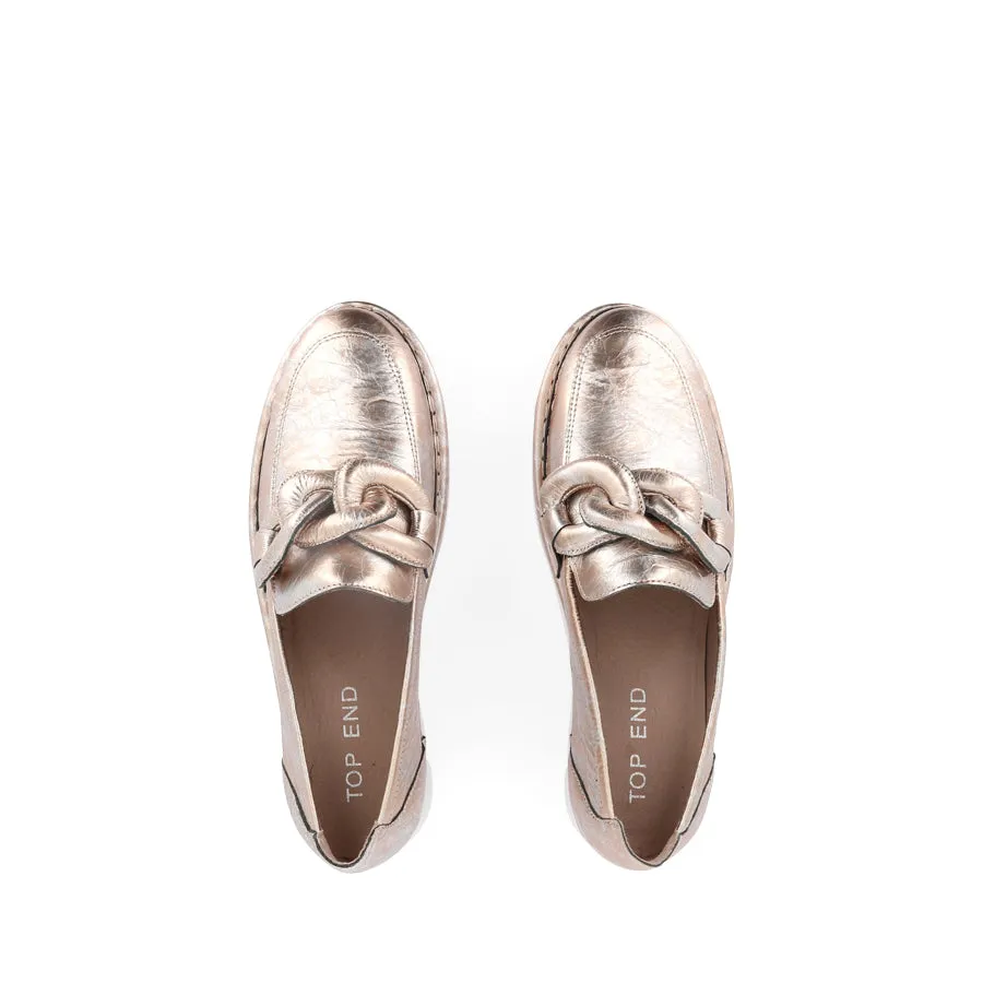 ERORA - ROSE GOLD CRACKLE LEATHER / SILVER METAL Sleek Look
