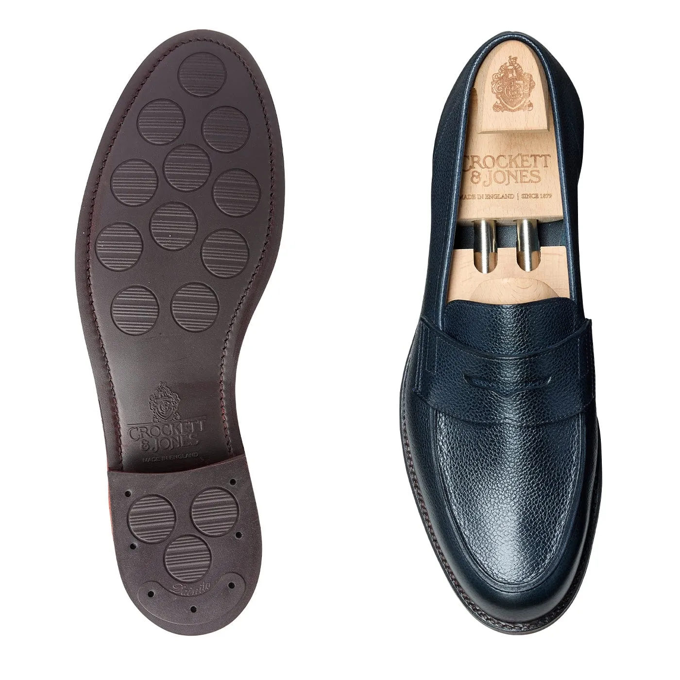 Practical Sole Business Casual Shoes Richmond 2 Navy Pebble Grain