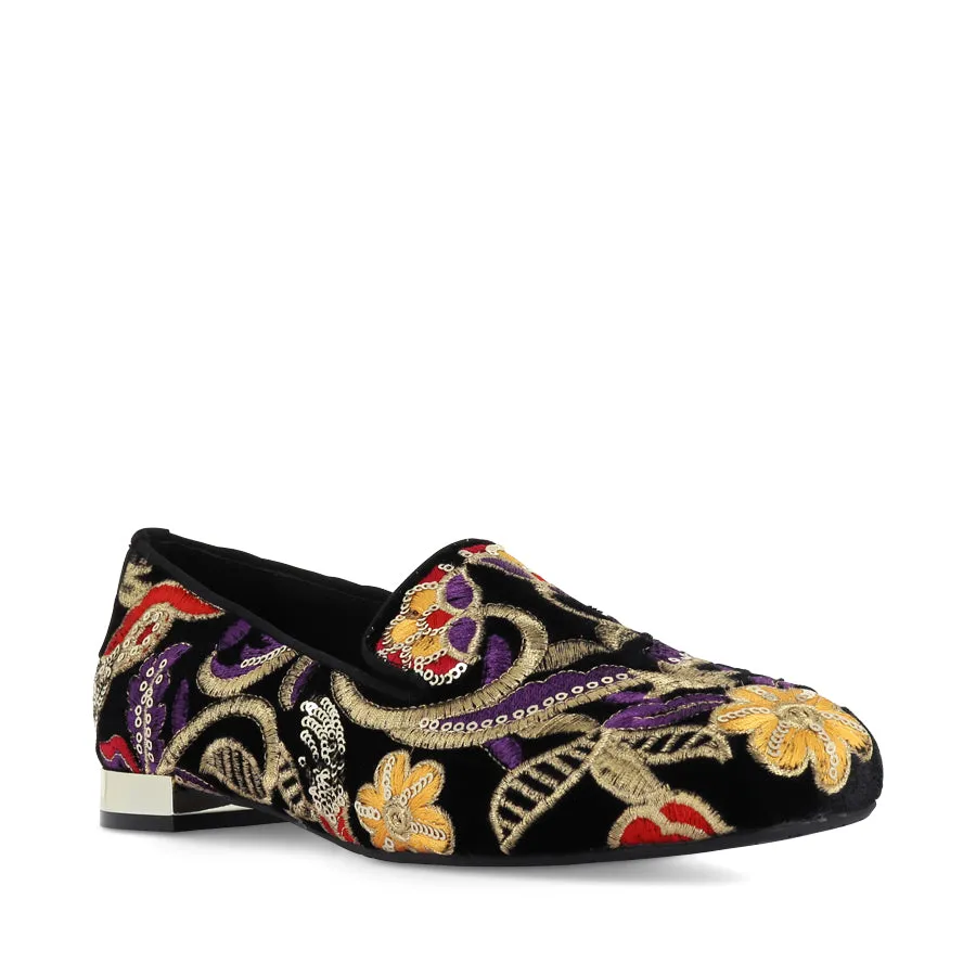 FAIRES - BLACK EMBROIDERY VELVET Versatile Pair Trendy Casual Shoes