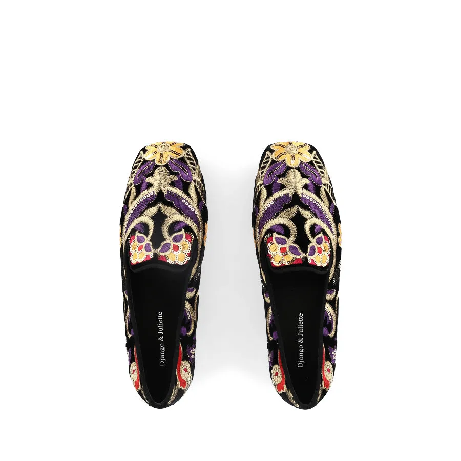FAIRES - BLACK EMBROIDERY VELVET Business Mood Easy To Clean