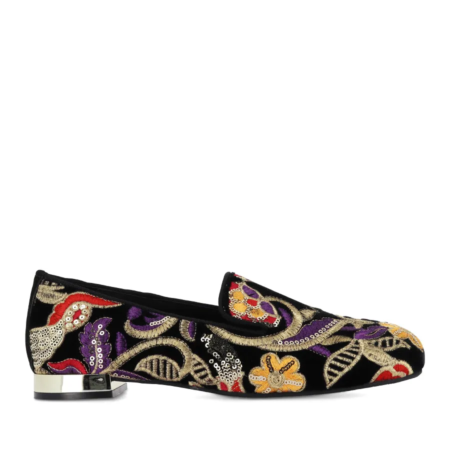 Stylish casual wear FAIRES - BLACK EMBROIDERY VELVET