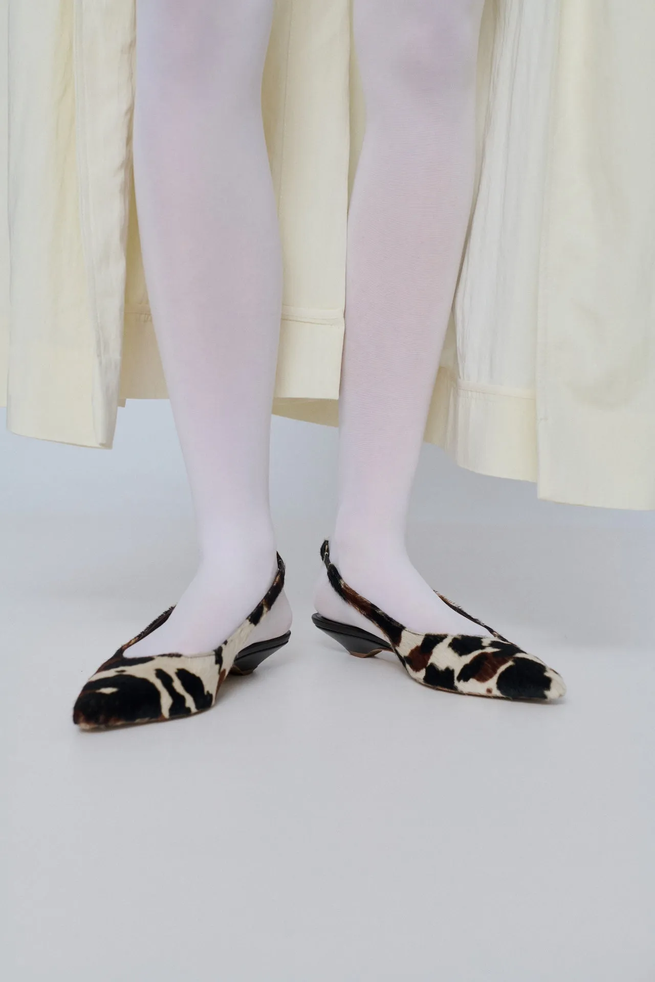 Harper Slingback Flats in Dark Cow Calf Hair Fashion Comfort Shoes Smooth Cushion