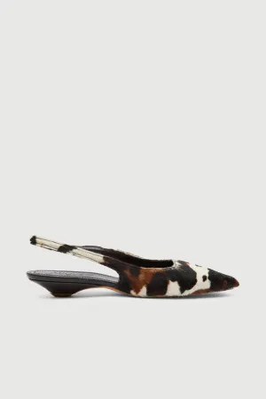Harper Slingback Flats in Dark Cow Calf Hair Indoor Use