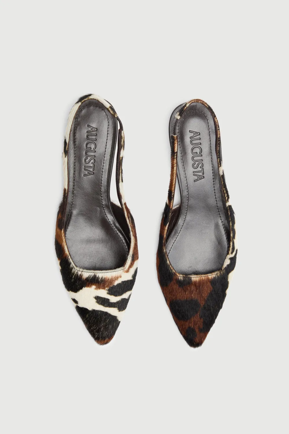 Harper Slingback Flats in Dark Cow Calf Hair Charity Glow Walking Essential Footwear