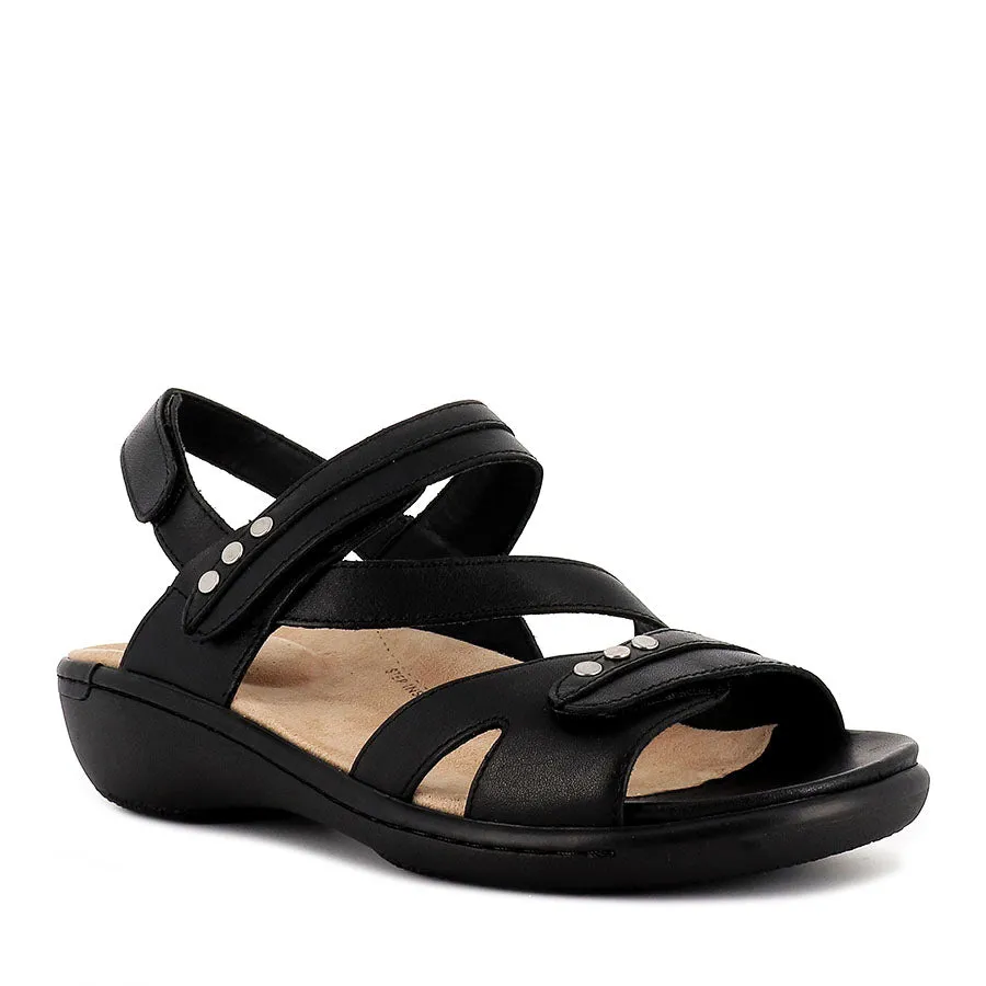 BEAUX W - BLACK LEATHER Cushioned Footbed