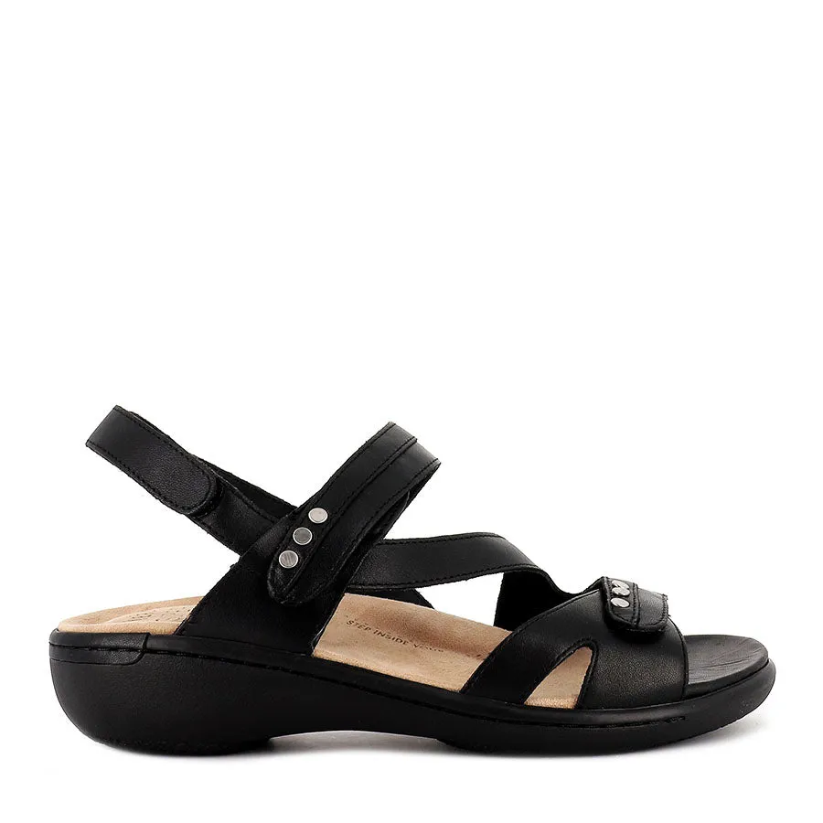 Zebra Stripe BEAUX W - BLACK LEATHER