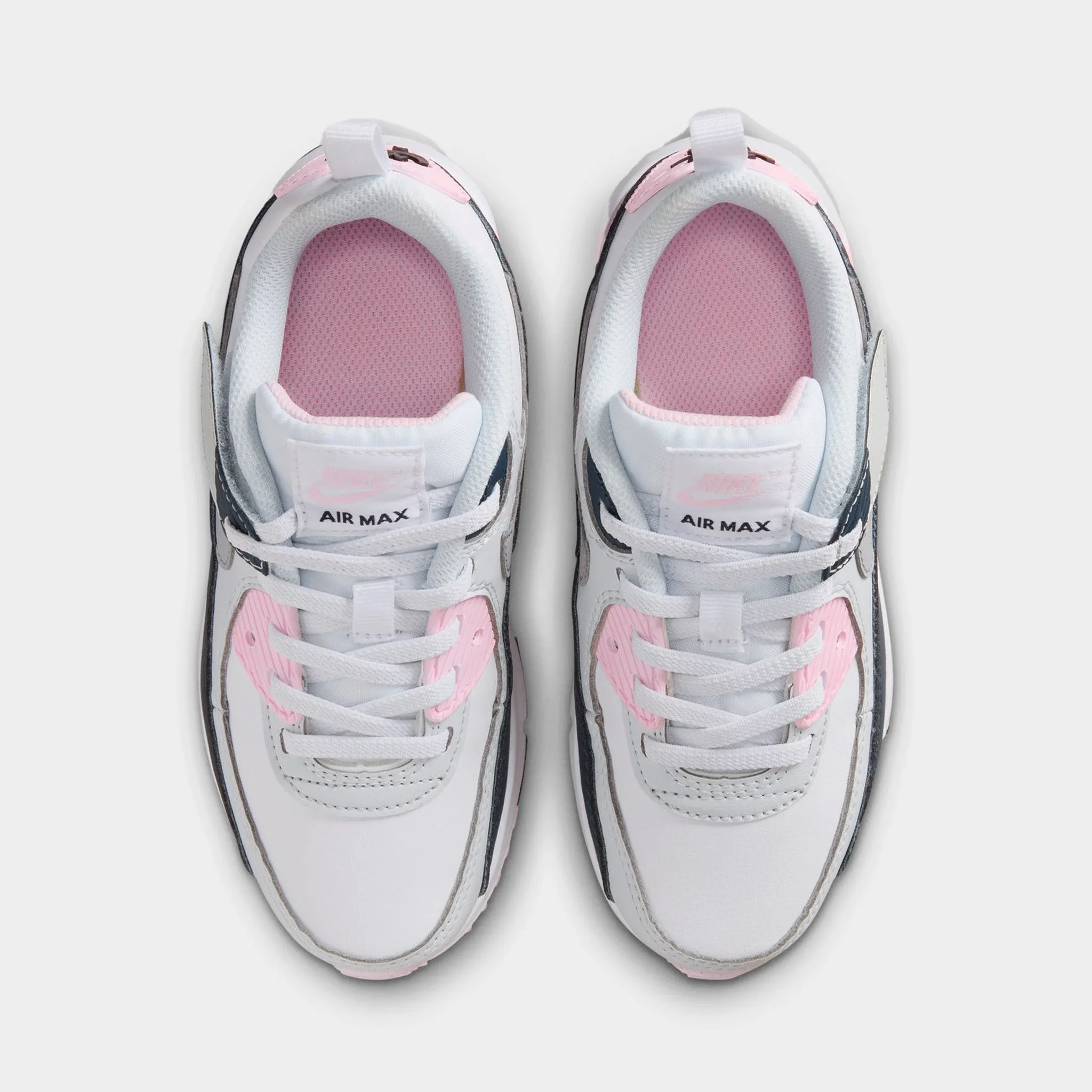 Nike Air Max 90 Easy On PS White / Wolf Grey - Pink Foam Reinforced Seams PaddedCollar