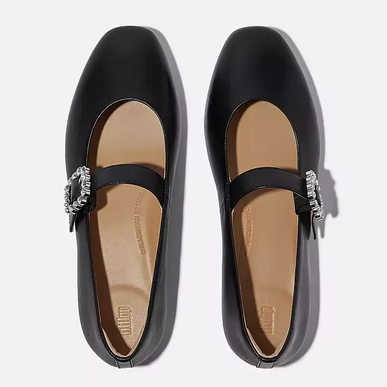 FITFLOP DELICATO CRYSTAL-BUCKLE MARY JANE - BLACK Comfort Grip Joy Mood