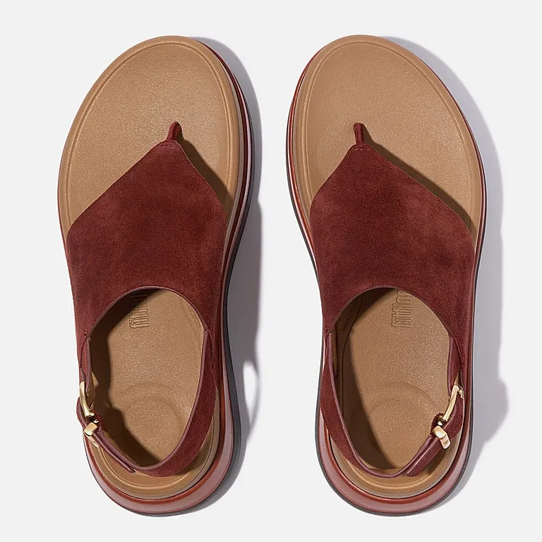 Family Time London Cool FITFLOP F-MODE STACKED SUEDE SANDAL - CHOCOLATE