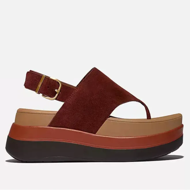 FITFLOP F-MODE STACKED SUEDE SANDAL - CHOCOLATE Kind Step Comfort arch