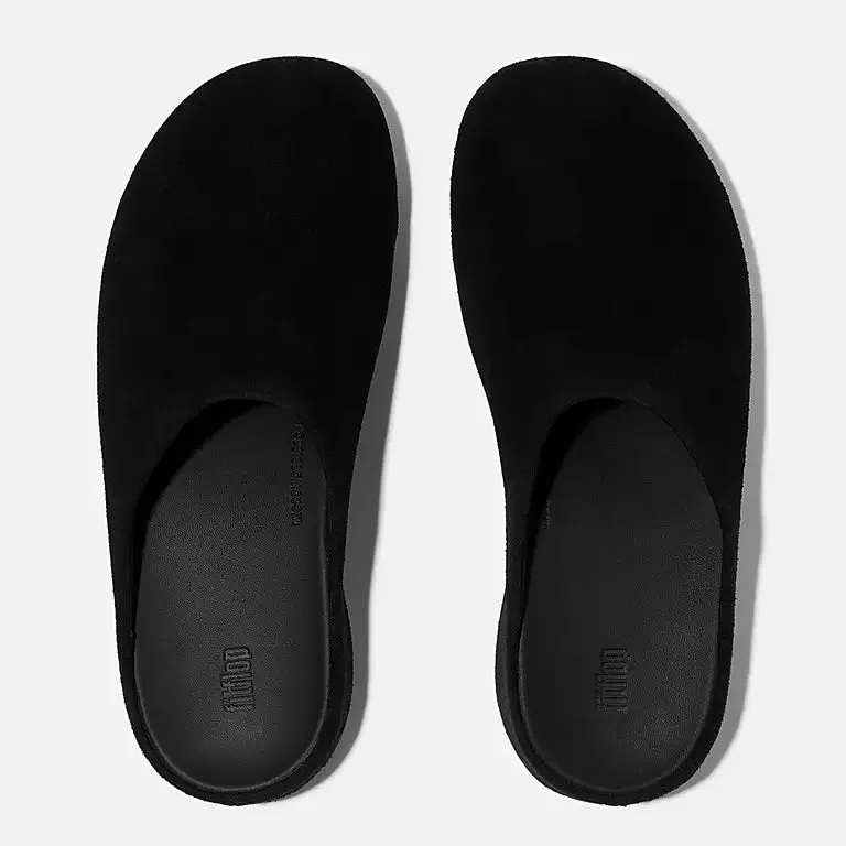 FITFLOP SHUV SUEDE CLOG - BLACK Breathable Upper White Clean