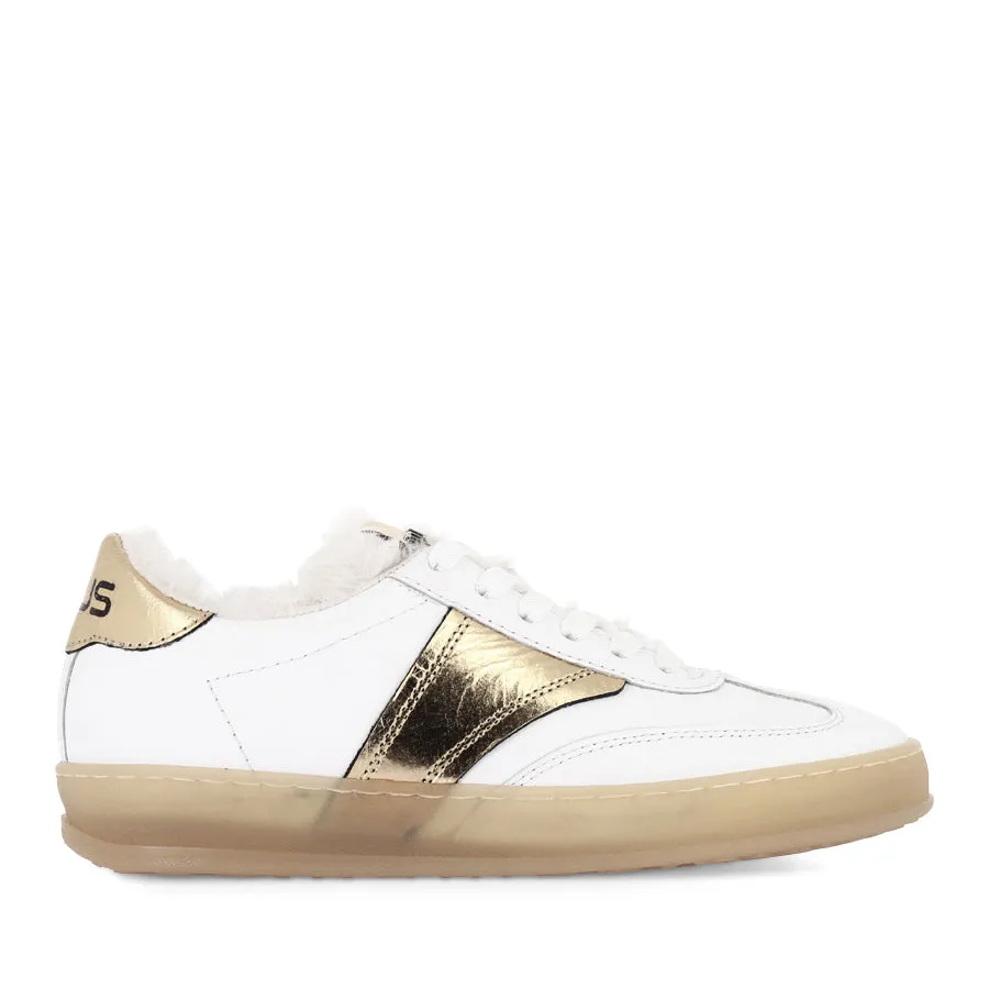 TILLY - WHITE LEATHER/FUR Soft Texture Non-Slip Sole