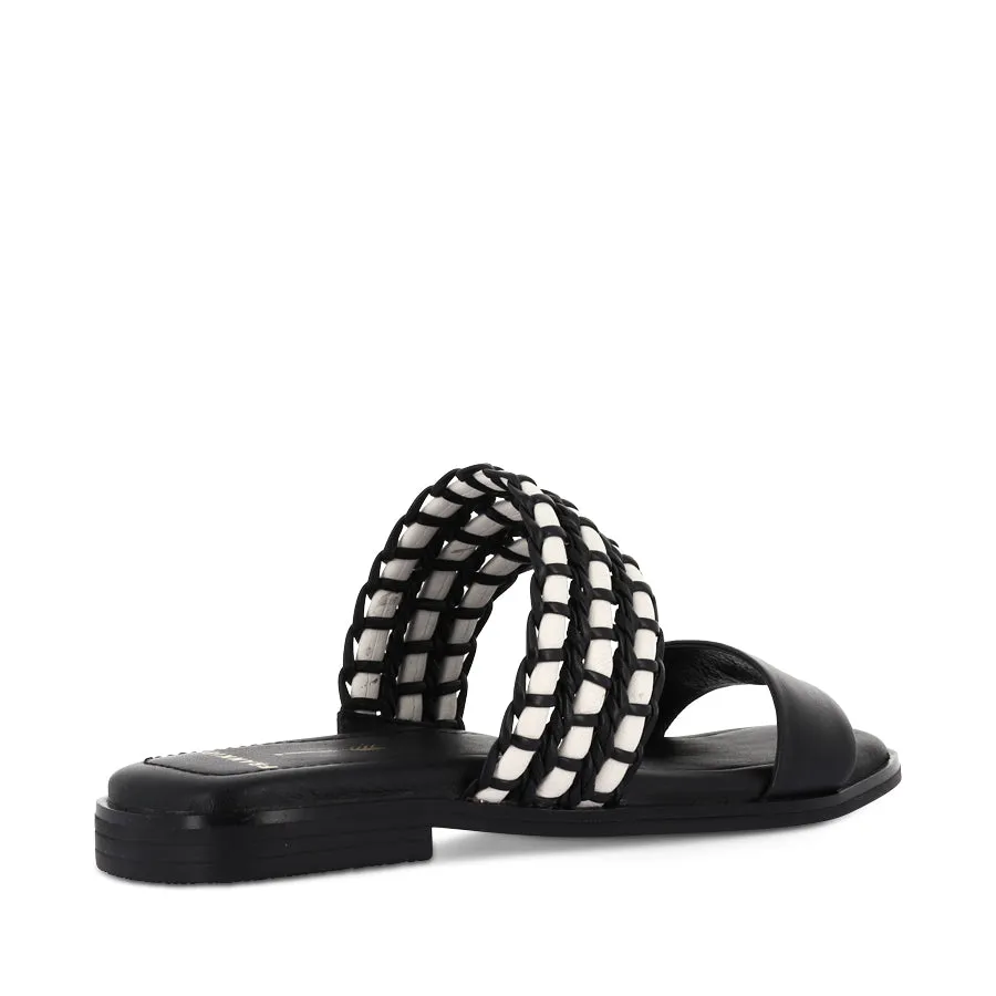 SLOANE - BLACK WEAVE LEATHER Anti Slip Sole Durable outsole