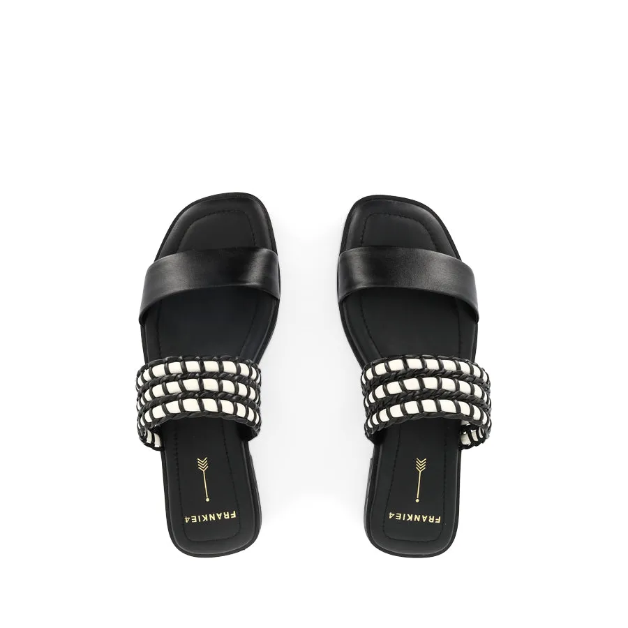 Lace Up Design SLOANE - BLACK WEAVE LEATHER