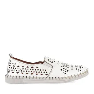 LOLA - WHITE LEATHER All-season Shoes Durable Construction