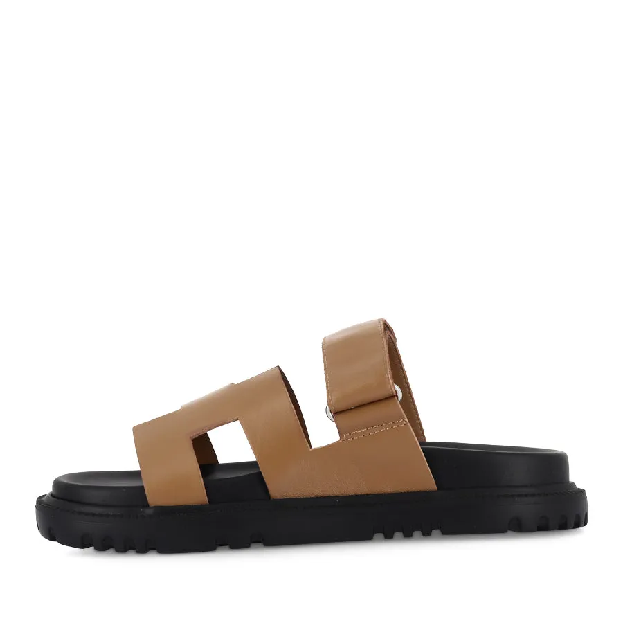 FLICKER - TAN BLACK LEATHER High Functionality Square Toe
